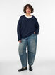 Jumper met V-hals, Blauw, Model image number 1