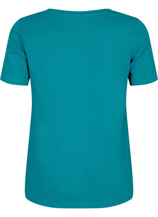 Basic t-shirt in effen kleur met katoen, Deep Lake, Packshot image number 1