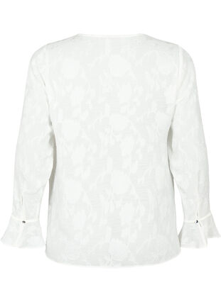 Lange mouw shirt met jacquard look, Bright White, Packshot image number 1