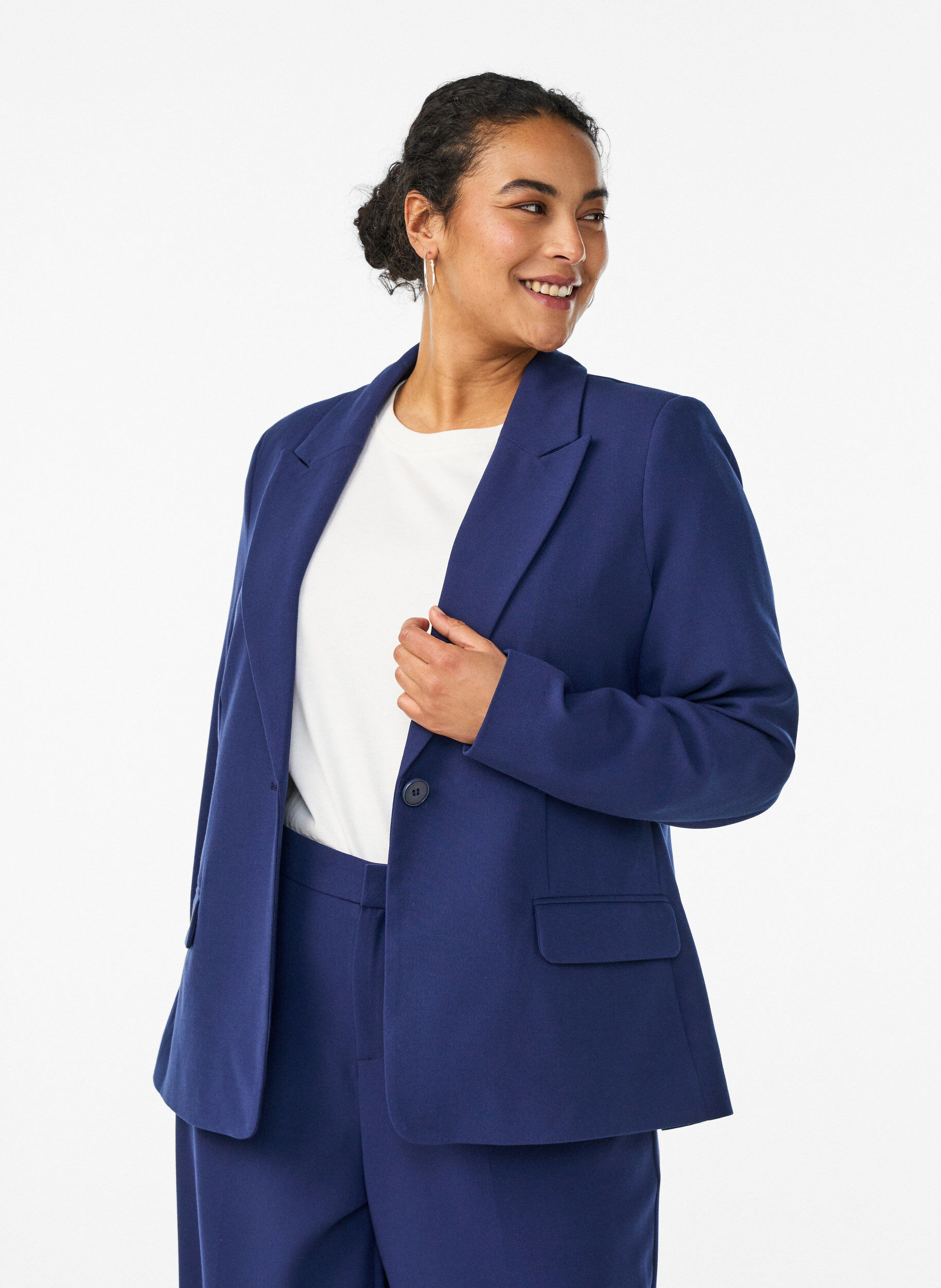 Klassieke blazer met knoopsluiting en zakken, Blauw, Model
