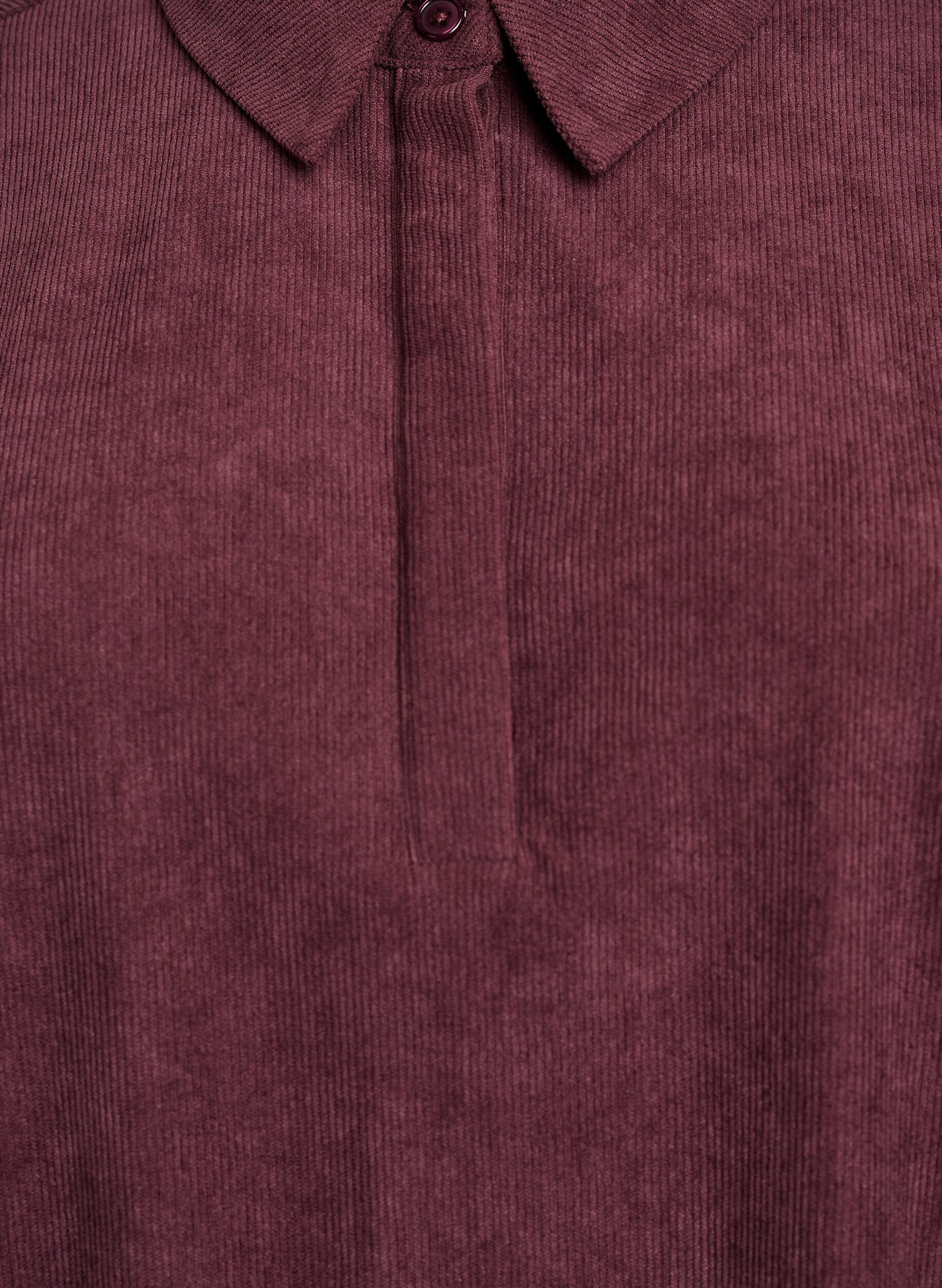Zizzi Overhemdblouse met lange mouwen in corduroy, Donker Bordeaux, Packshot image number 2