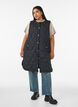 Lange gewatteerde gilet met drukknoopsluiting, Zwart, Model image number 1