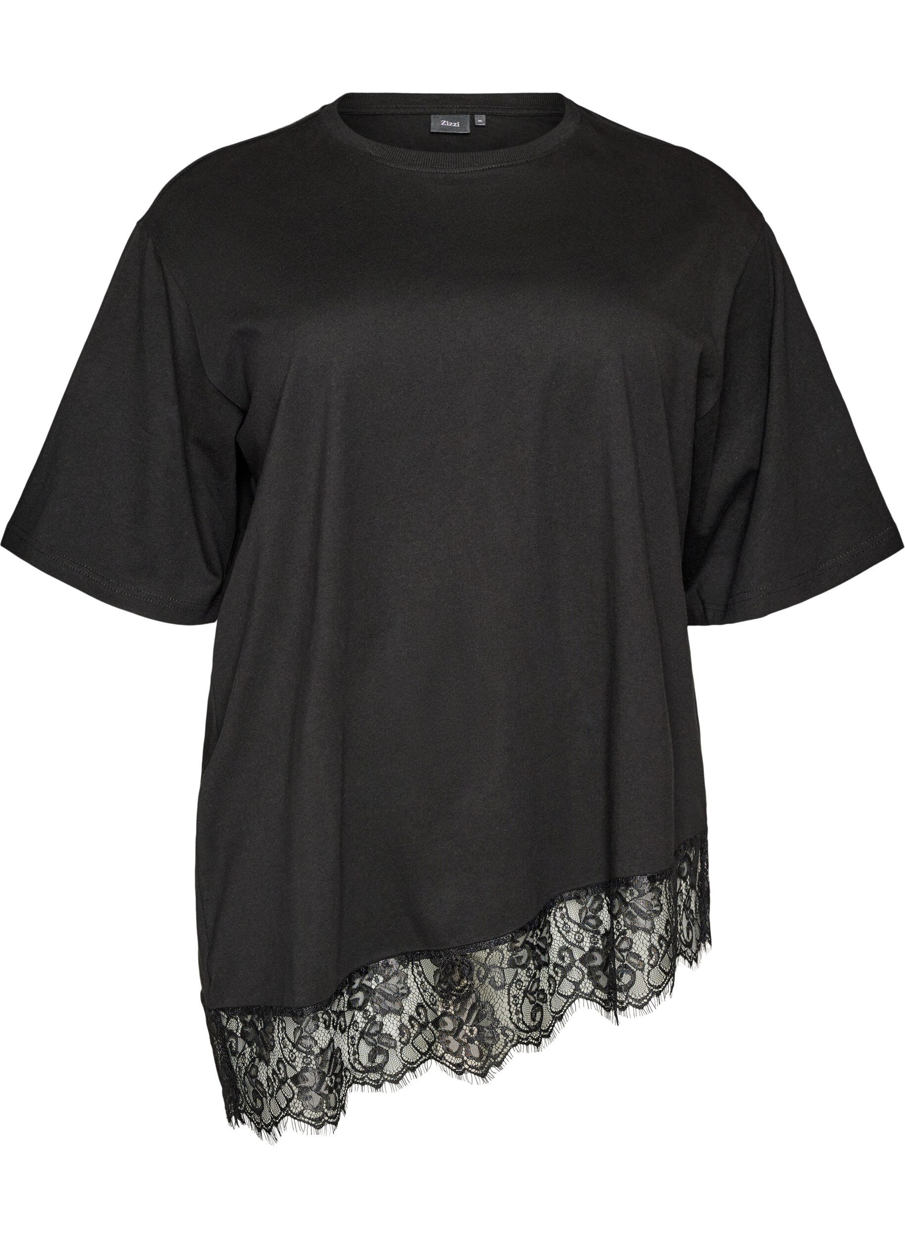 T-shirt met asymmetrische kanten zoom