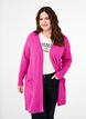 Geribd gebreid vest met zakken, Roze, Model image number 0