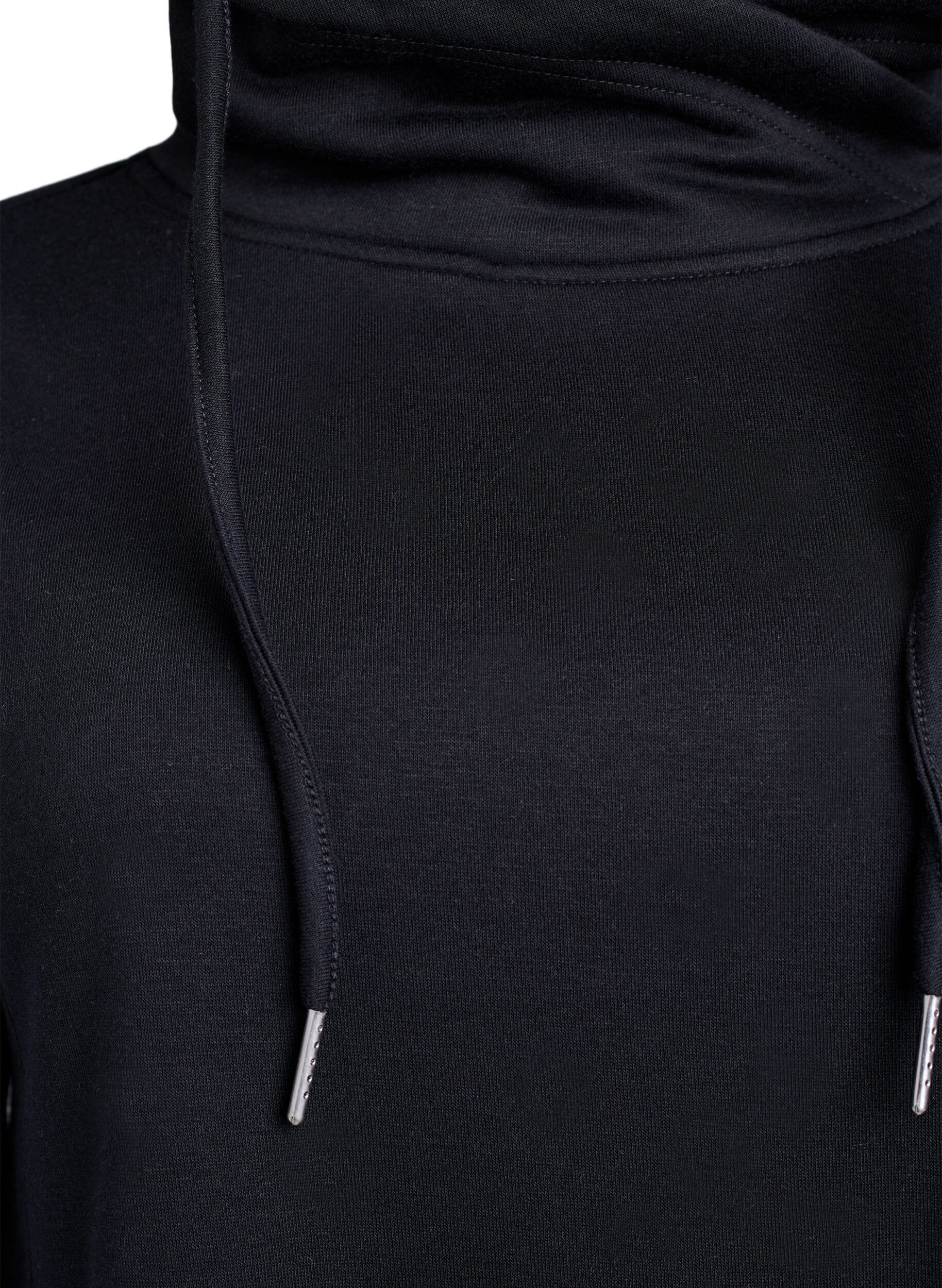 Zizzi Kort sweatshirt jurk met hoge kraag en zakken, Zwart, Packshot image number 2