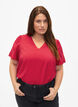 Viscose blouse met korte mouwen en borduursel, Rood, Model image number 0