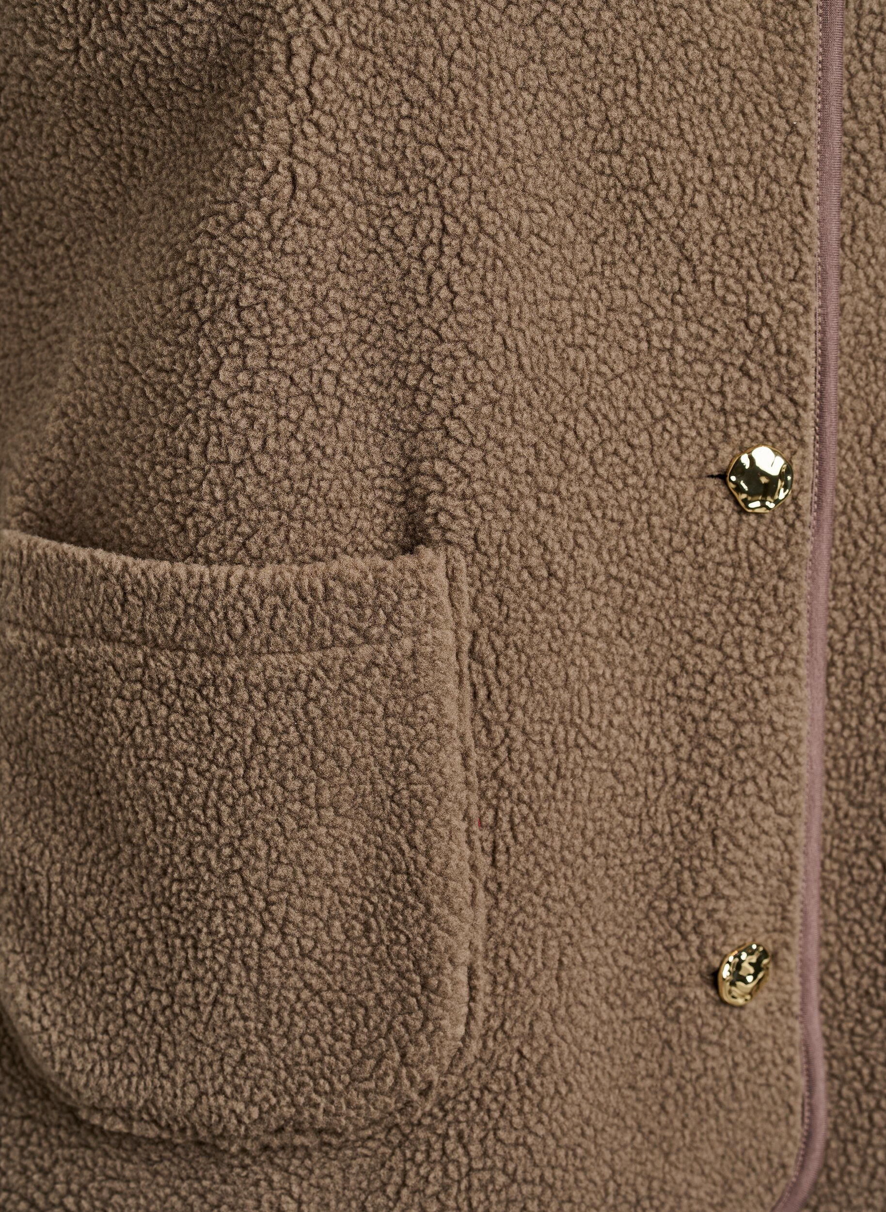 ZizziTeddy gilet met knopen en zakken, Bruin, Packshot image number 3