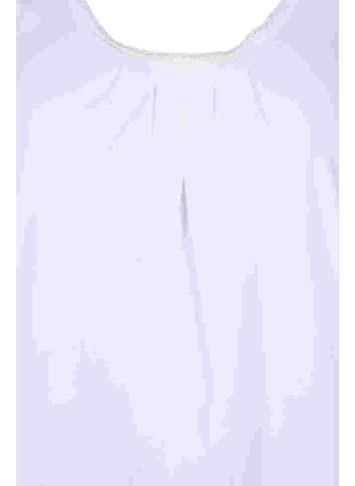 Katoenen top met ronde hals en kanten rand, Bright White, Packshot image number 2
