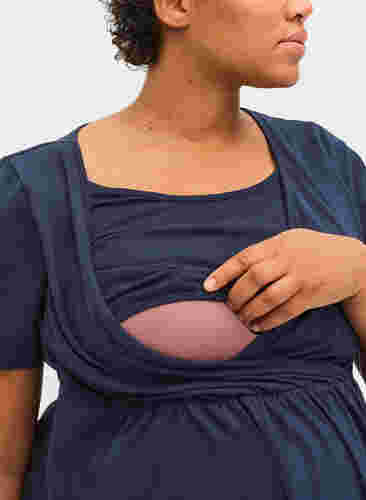 Zwangerschapstuniek met korte mouwen in katoen, Navy Blazer, Model image number 2