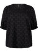 Jacquard blouse met korte mouwen en strikjes, Black W. Bow, Packshot image number 0