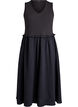 Mouwloze katoenen midi-jurk met rib en mousseline, Zwart, Packshot image number 0