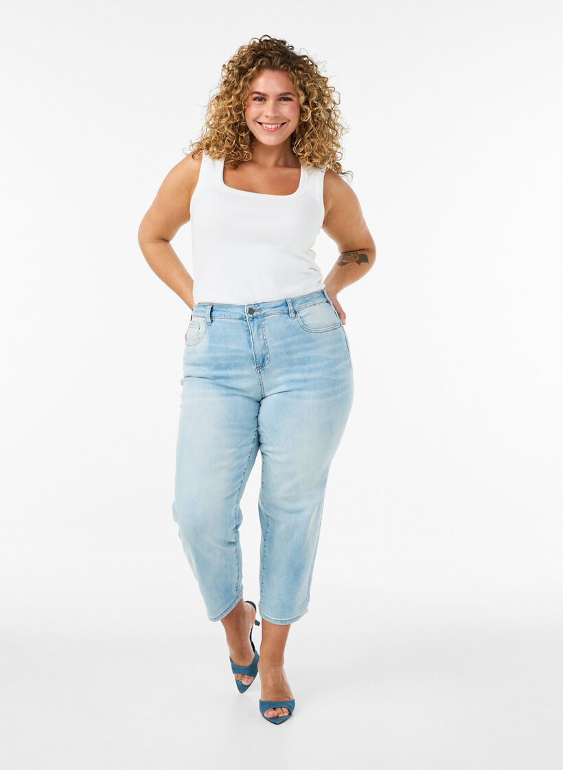 7/8 jeans met hoge taille, Blauw, Model image number 0