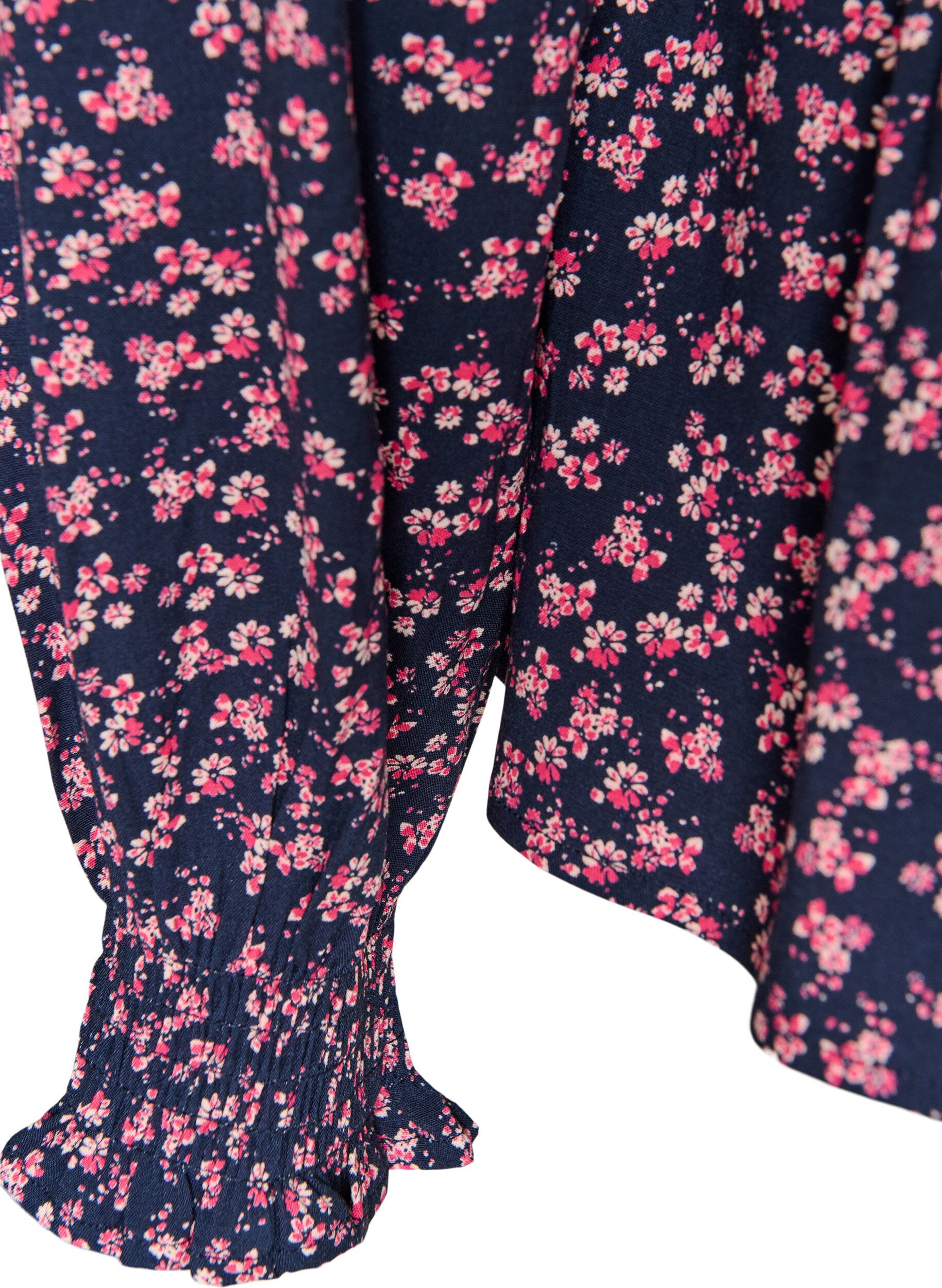 ZizziBlouse met gesmokte top en bloemenprint, Blauw, Packshot image number 3