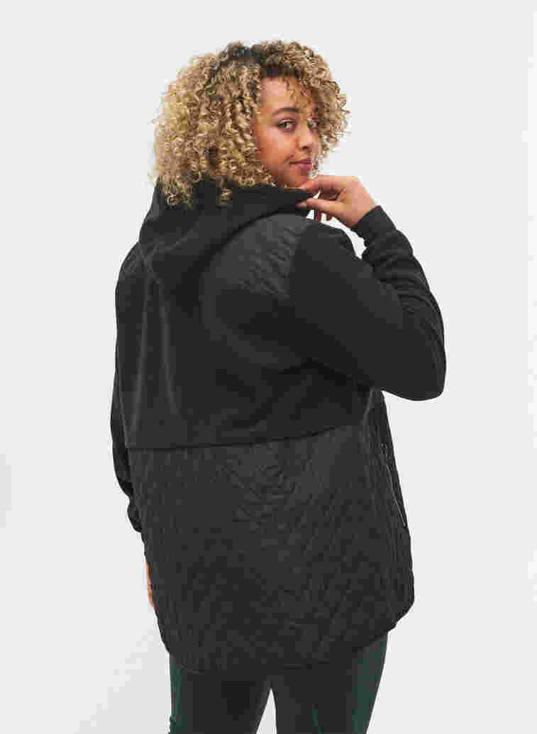 Sportjack in teddy en quilted stof, Black, Model image number 1