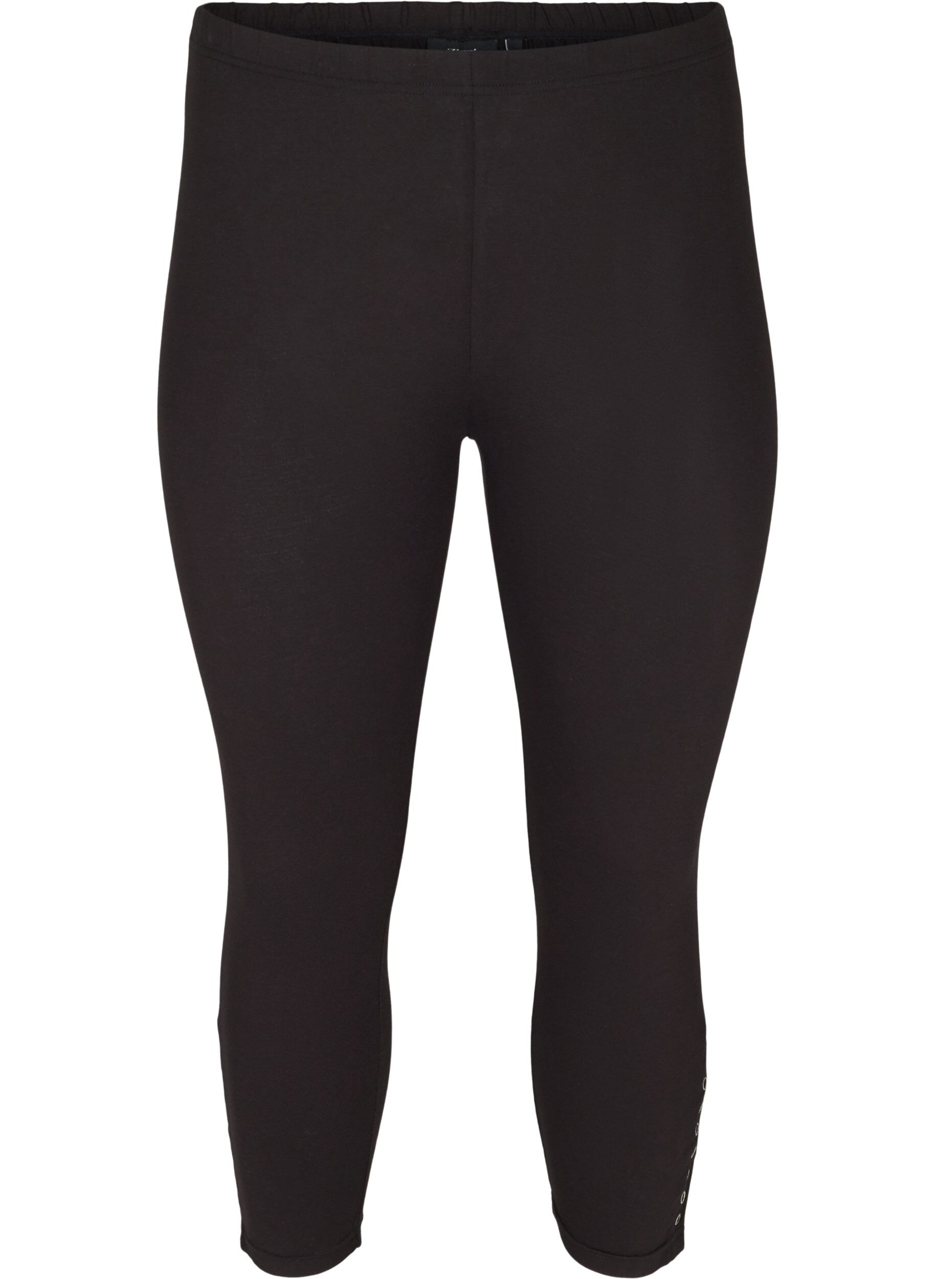 Zizzi 3/4 legging met knopen, Black, Packshot image number 0