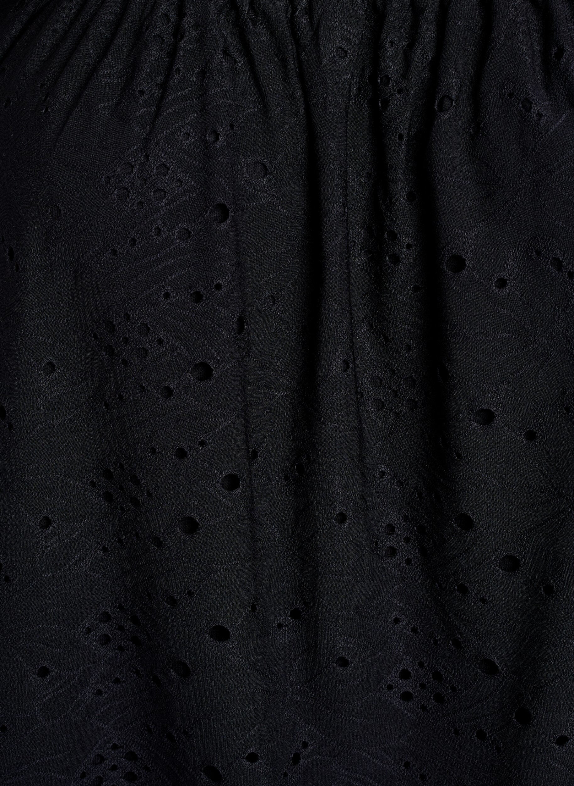 ZizziBlouse met korte pofmouwen en een opengewerkt patroon, Zwart, Packshot image number 2