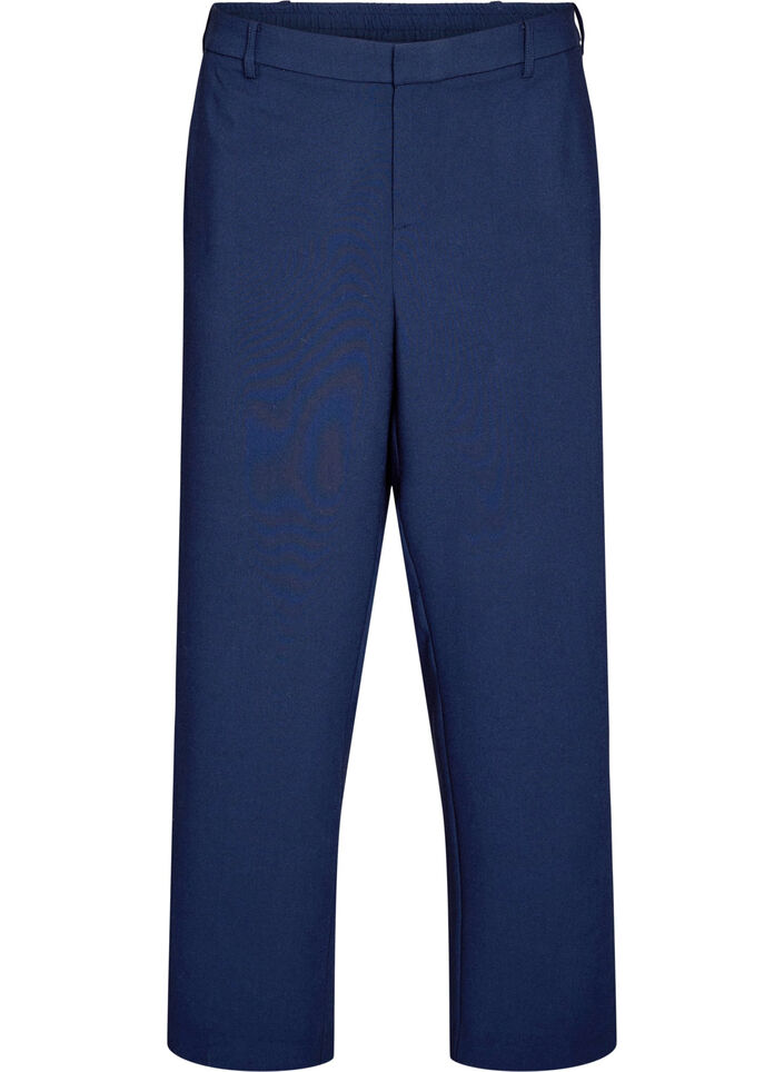 Op maat gemaakte broek met een hoge taille en straight-fit, Blauw, Packshot image number 0