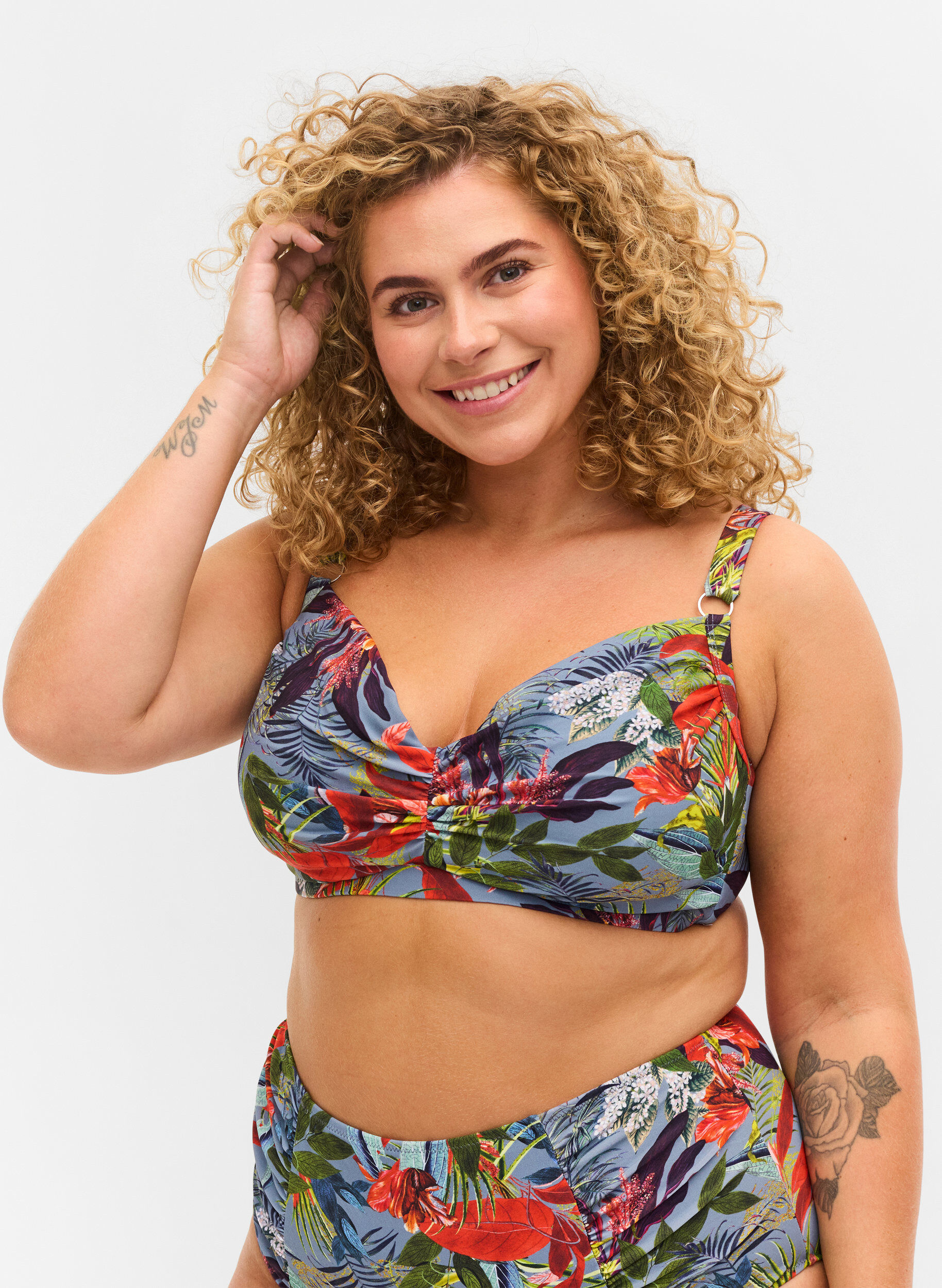 Zizzi Bikinitop met print en beugel, Citadel AOP, Model image number 0