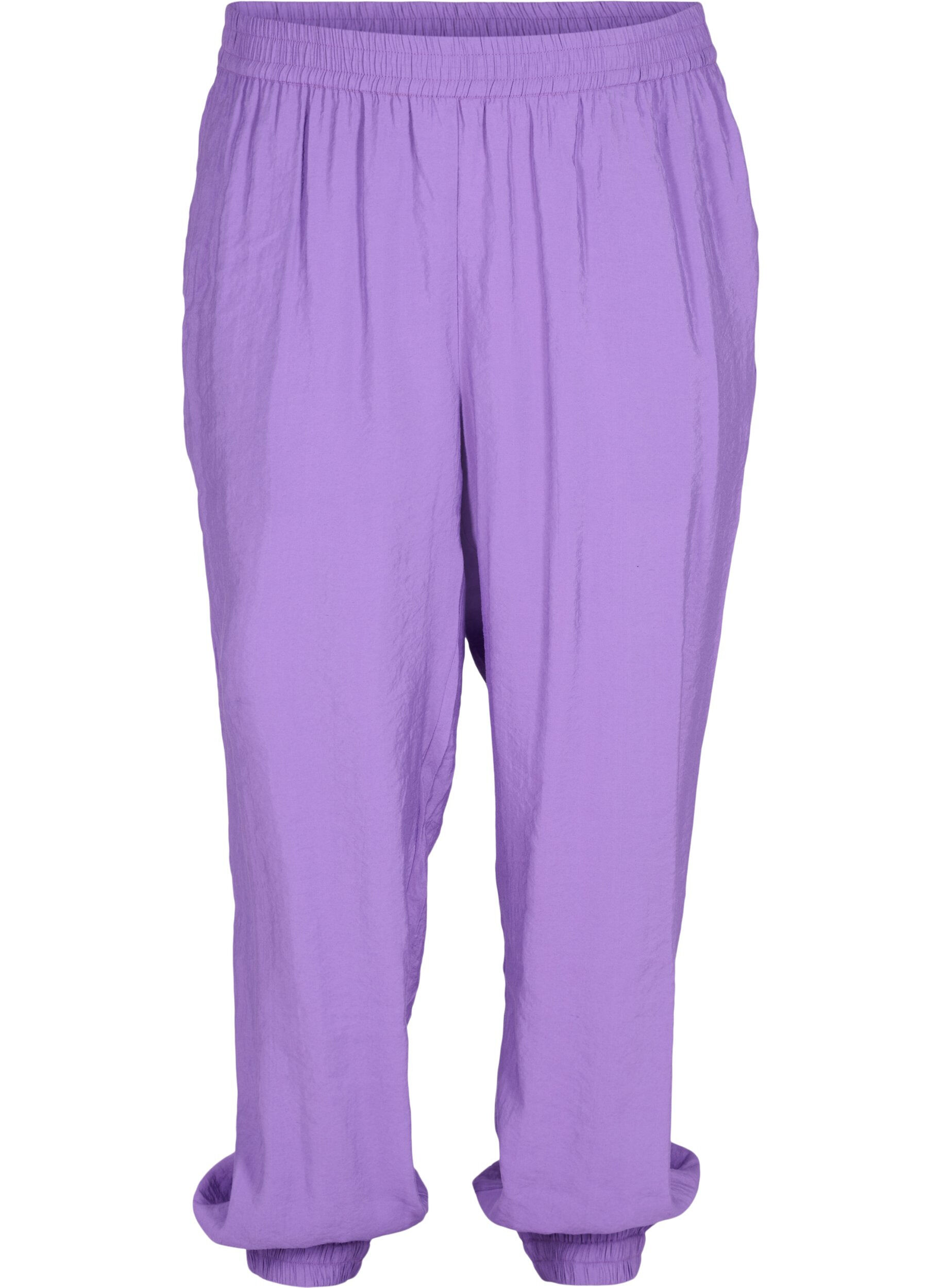 Zizzi Losse broek van viscosemix met elastische boord, Royal Lilac, Packshot image number 0