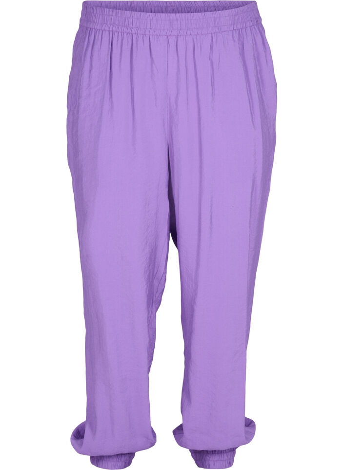 Losse broek van viscosemix met elastische boord, Royal Lilac, Packshot image number 0