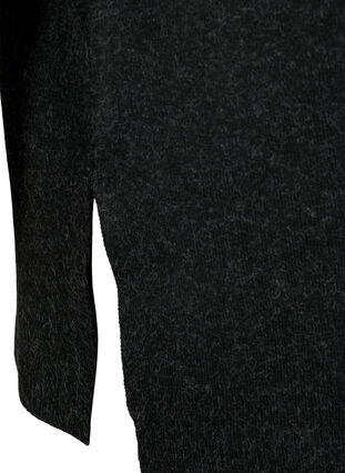 Trui van gemêleerd breisel met split, Dark Grey Melange, Packshot image number 3