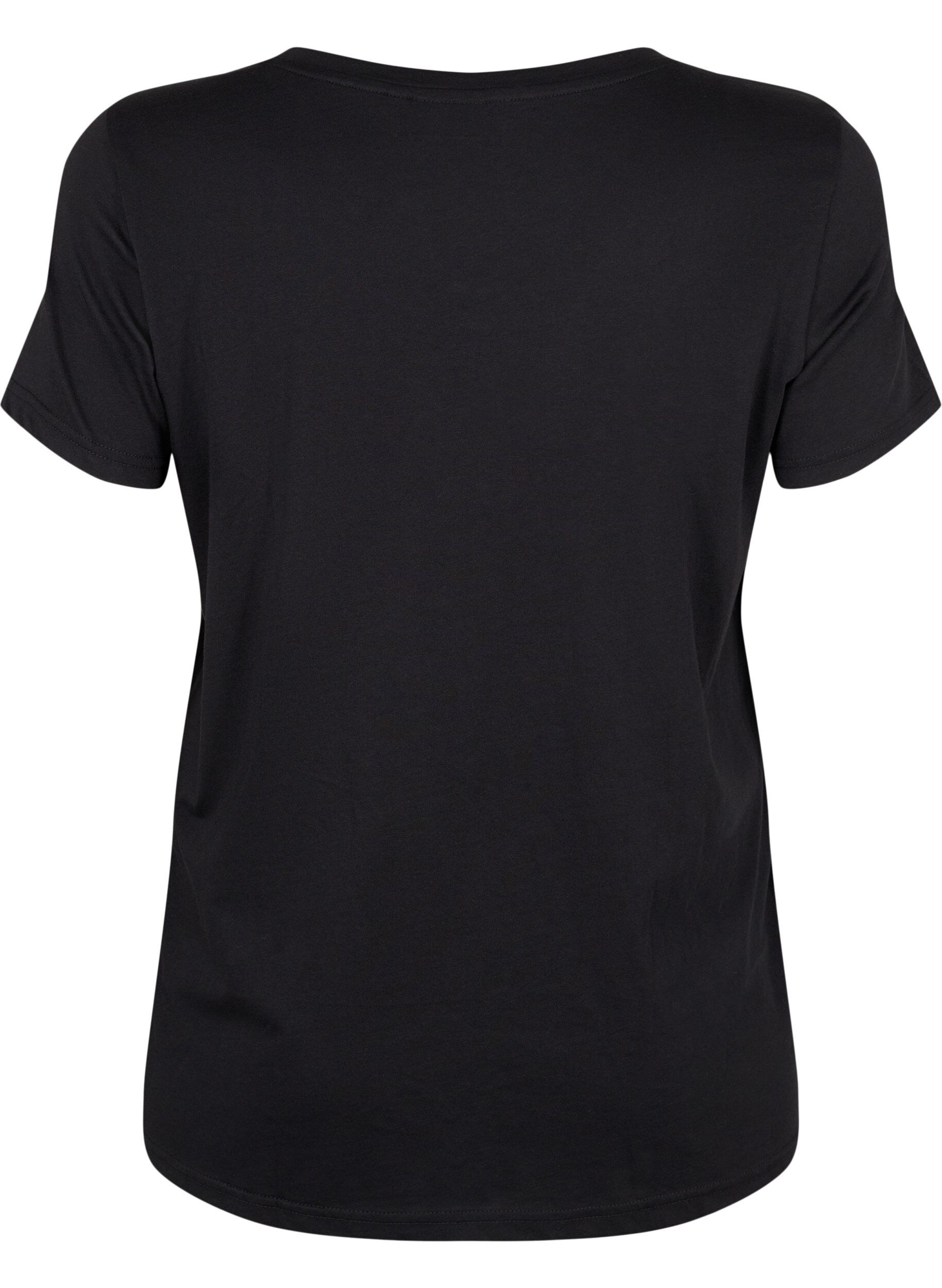 Zizzi Trainingsshirt met print, Black w. Disciplined, Packshot image number 1