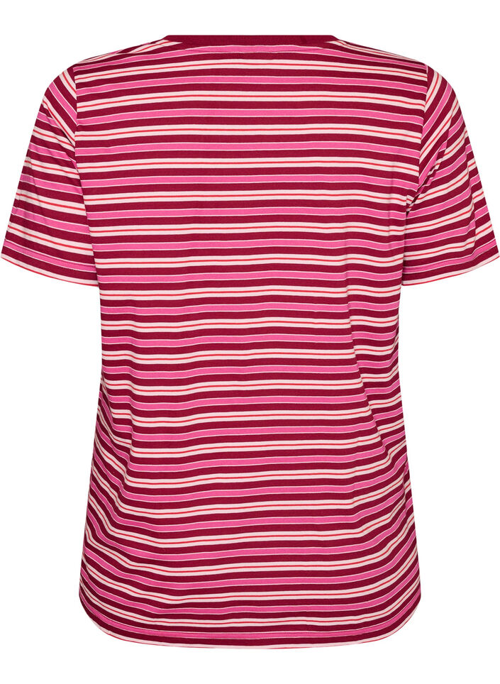 Gestreept T-shirt van biologisch katoen, Rood, Packshot image number 1