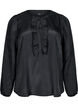 Satijnen blouse met ruchedetail, Black, Packshot image number 0