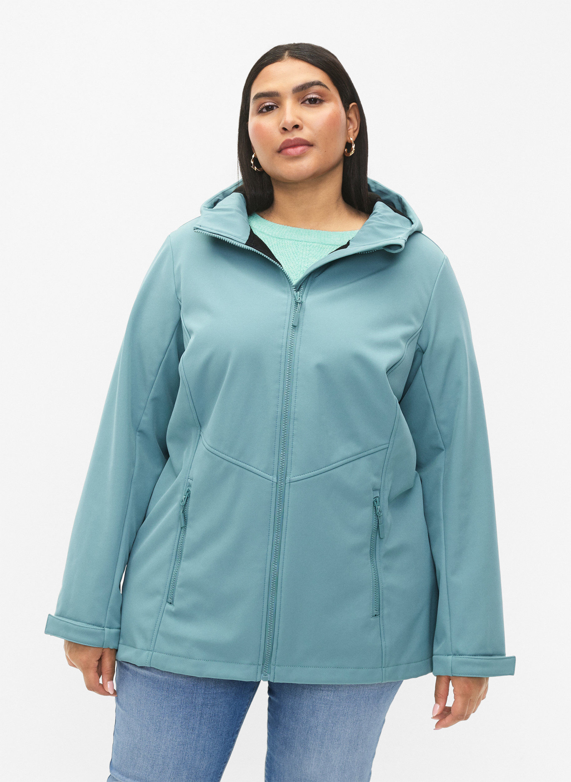 Zizzi Korte softshell jas met zakken, Arctic, Model image number 0