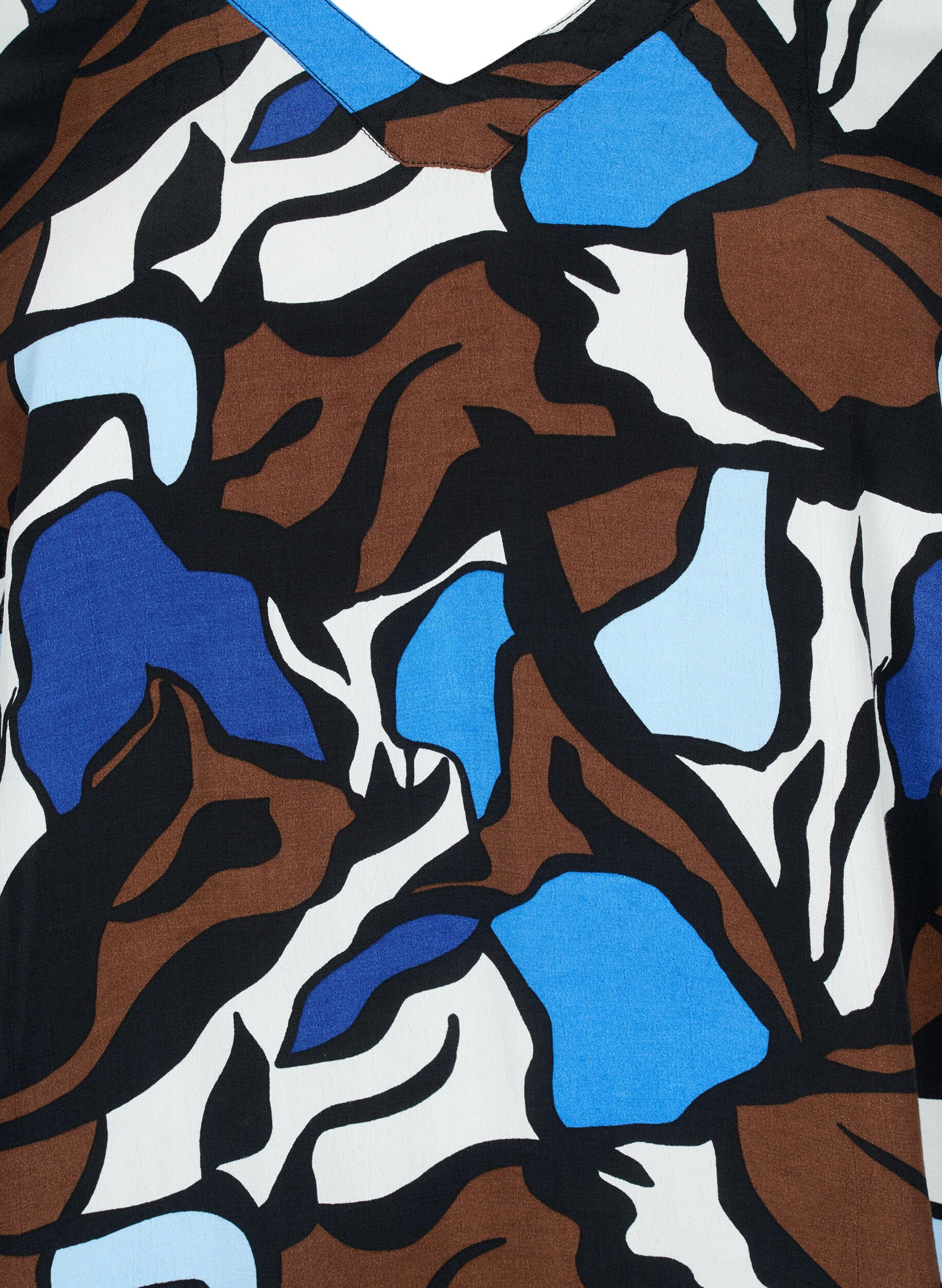 Zizzi Viscose blouse met print en smockwerk, Zafia AOP, Packshot image number 2