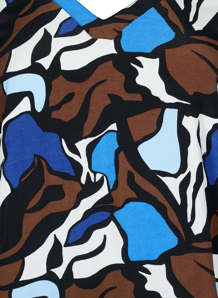 Viscose blouse met print en smockwerk, Zafia AOP, Packshot image number 2