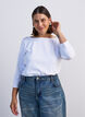 Basic T-shirt met boothals en 3/4-mouwen, Wit, Model image number 0