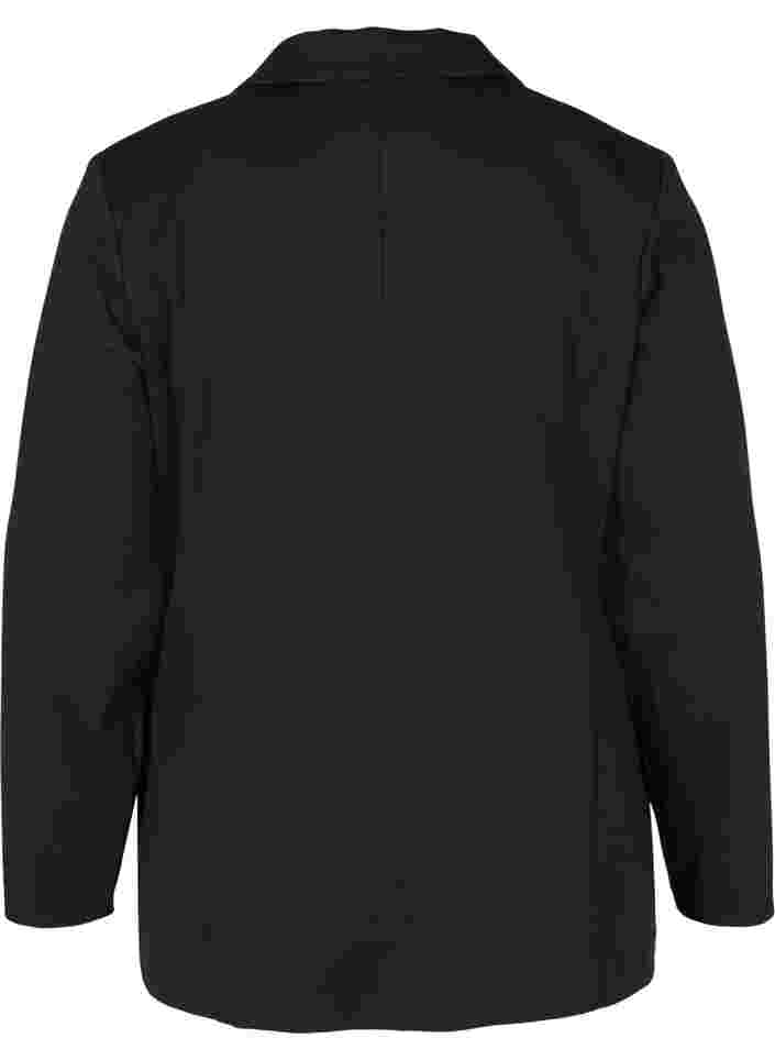 Basic blazer met knoop en sierzakken, Black, Packshot image number 1
