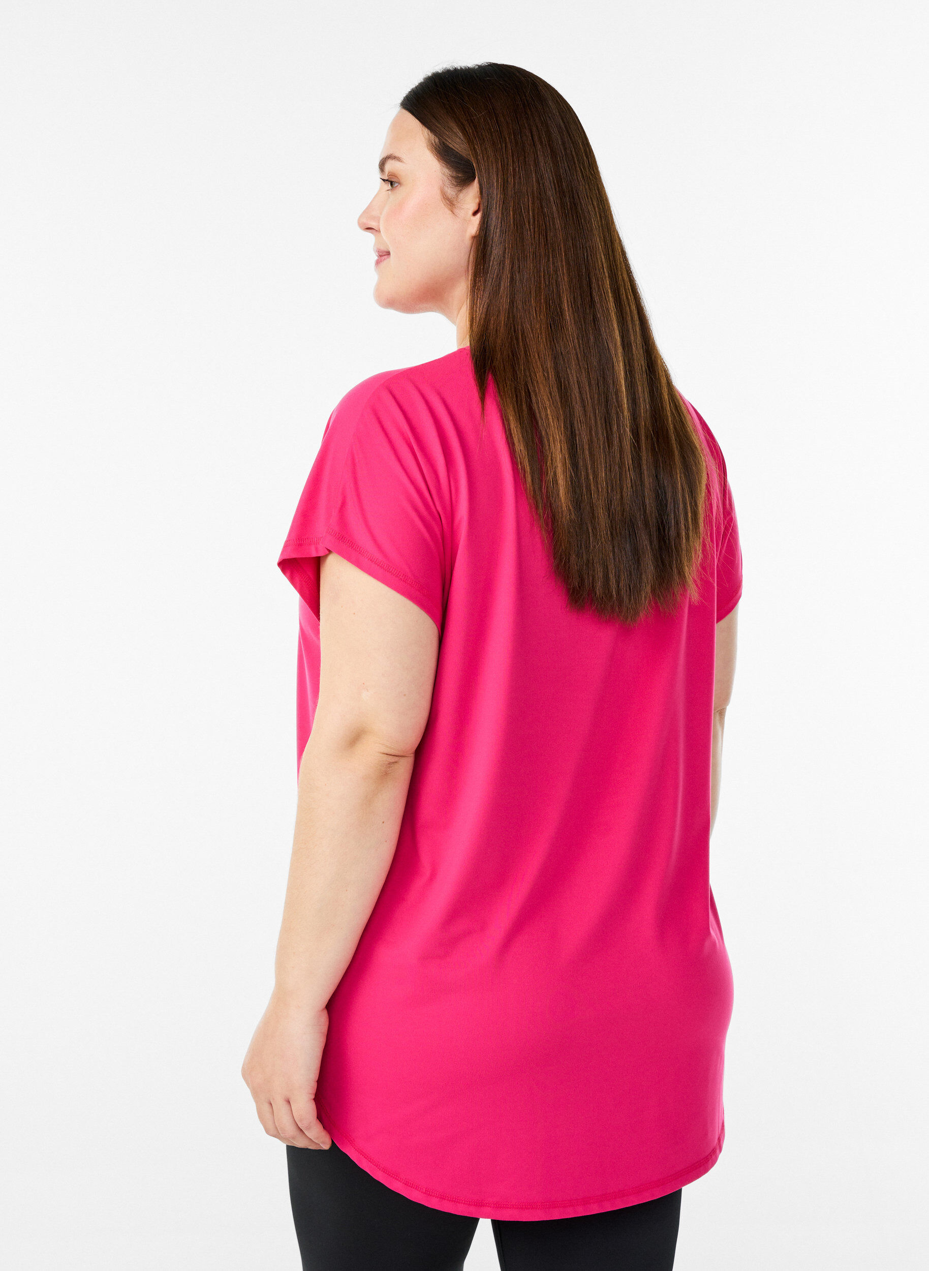 Zizzi Sportief t-shirt met korte mouwen en v-hals, Roze, Model image number 2