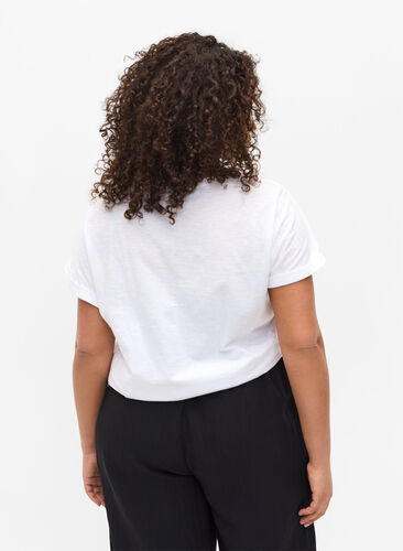 T-shirt met opdruk in biokatoen, Bright White TEXT, Model image number 1