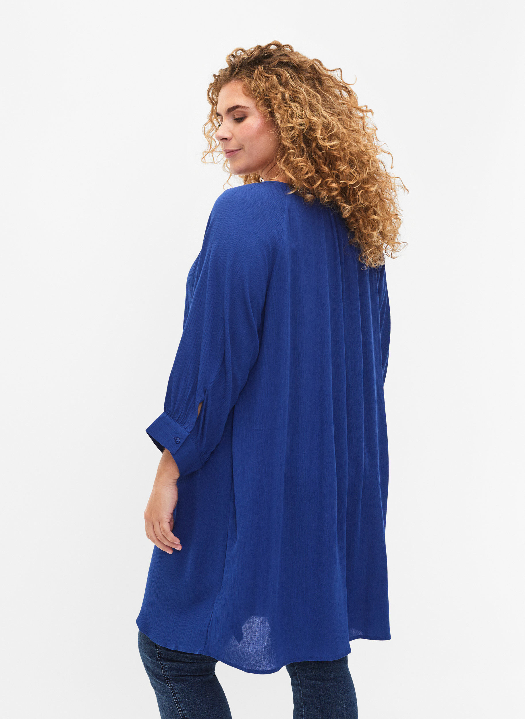 Zizzi Tuniek van viscose met 3/4-mouwen, Blauw, Model image number 2