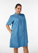 Denim jurk van lyocell met knopen en korte mouwen, Blauw, Model image number 0