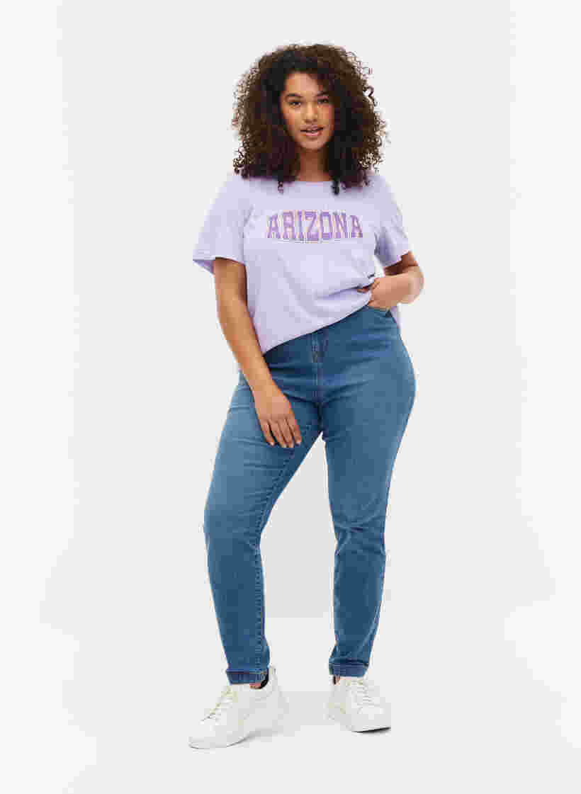 Katoenen t-shirt met printdetail, Lavender ARIZONA, Model image number 2