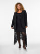 Kanten midirok met pailletten, Zwart, Model image number 1