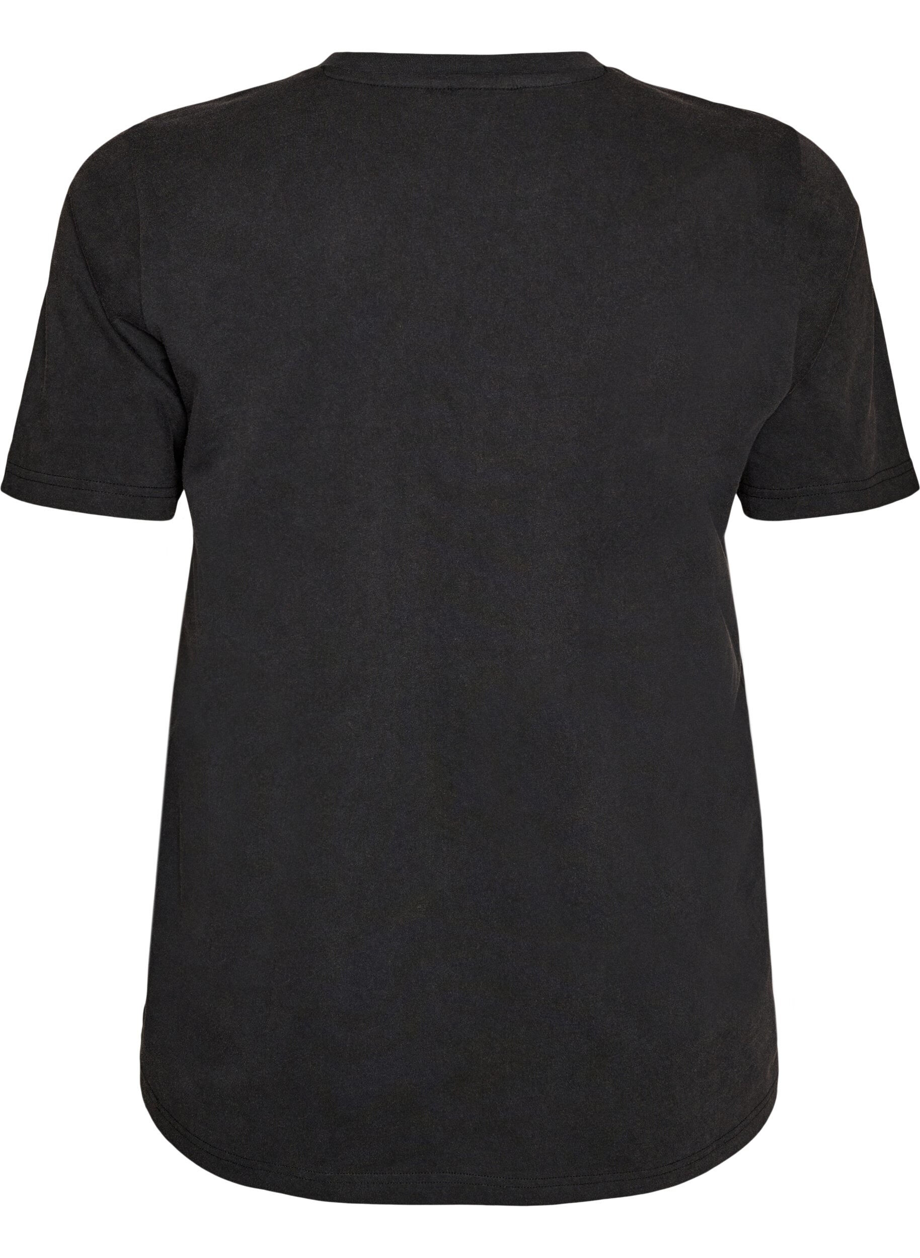 ZizziGrafisch T-shirt van biologisch katoen, Zwart, Packshot image number 1