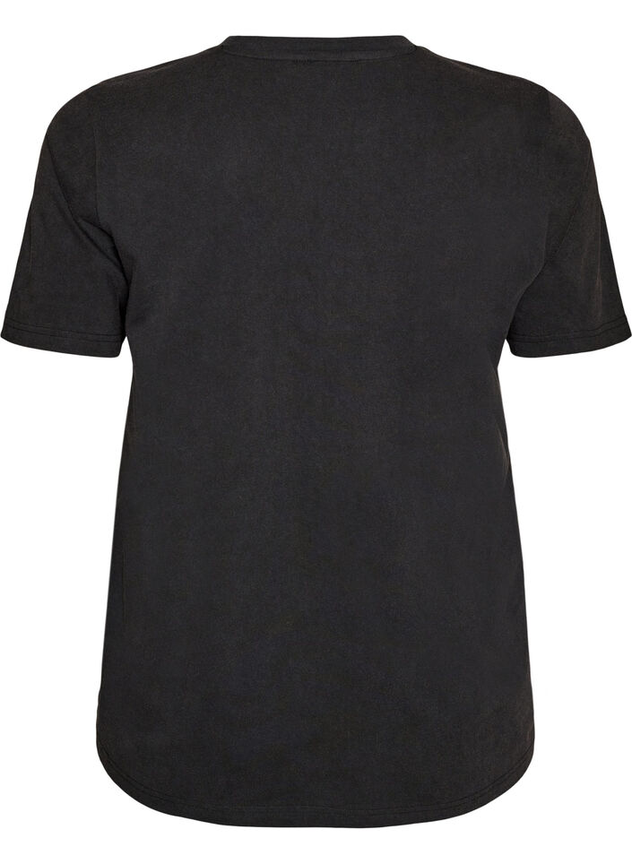 Grafisch T-shirt van biologisch katoen, Zwart, Packshot image number 1