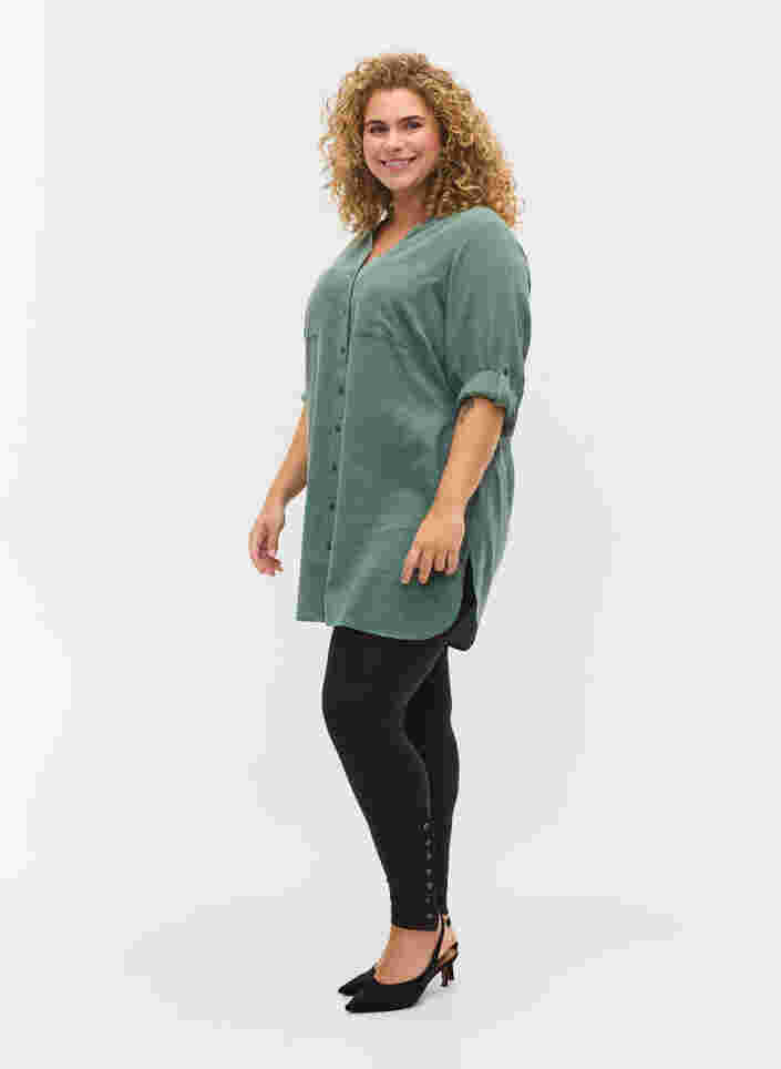Lange blouse met 3/4 mouwen en v-hals, Balsam Green, Model image number 2