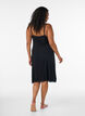 Viscose nachthemd met kant en splitten, Zwart, Model image number 1