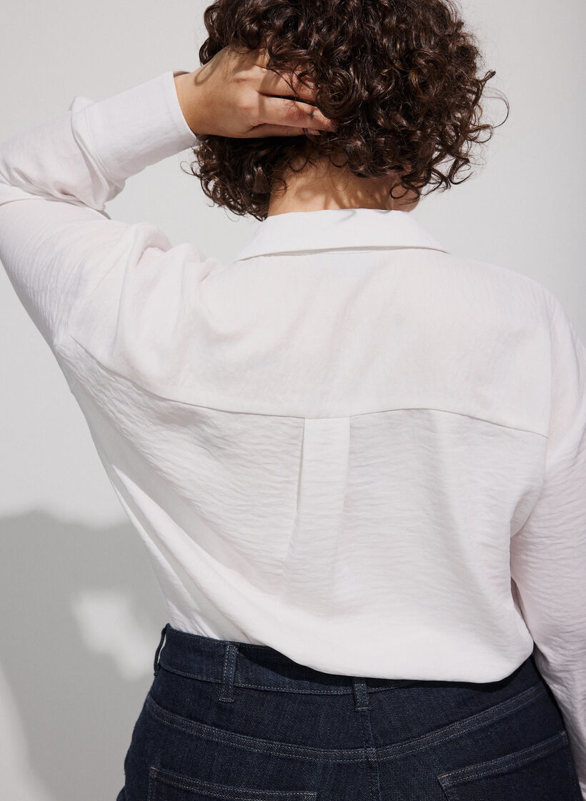 Losse shirt met V-hals, Wit, Model image number 3