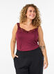Viscose top met kanten rand, Rood, Model image number 0