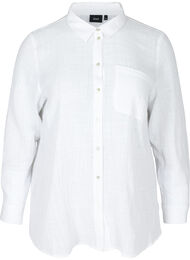 Katoenen blouse met lange mouwen, White