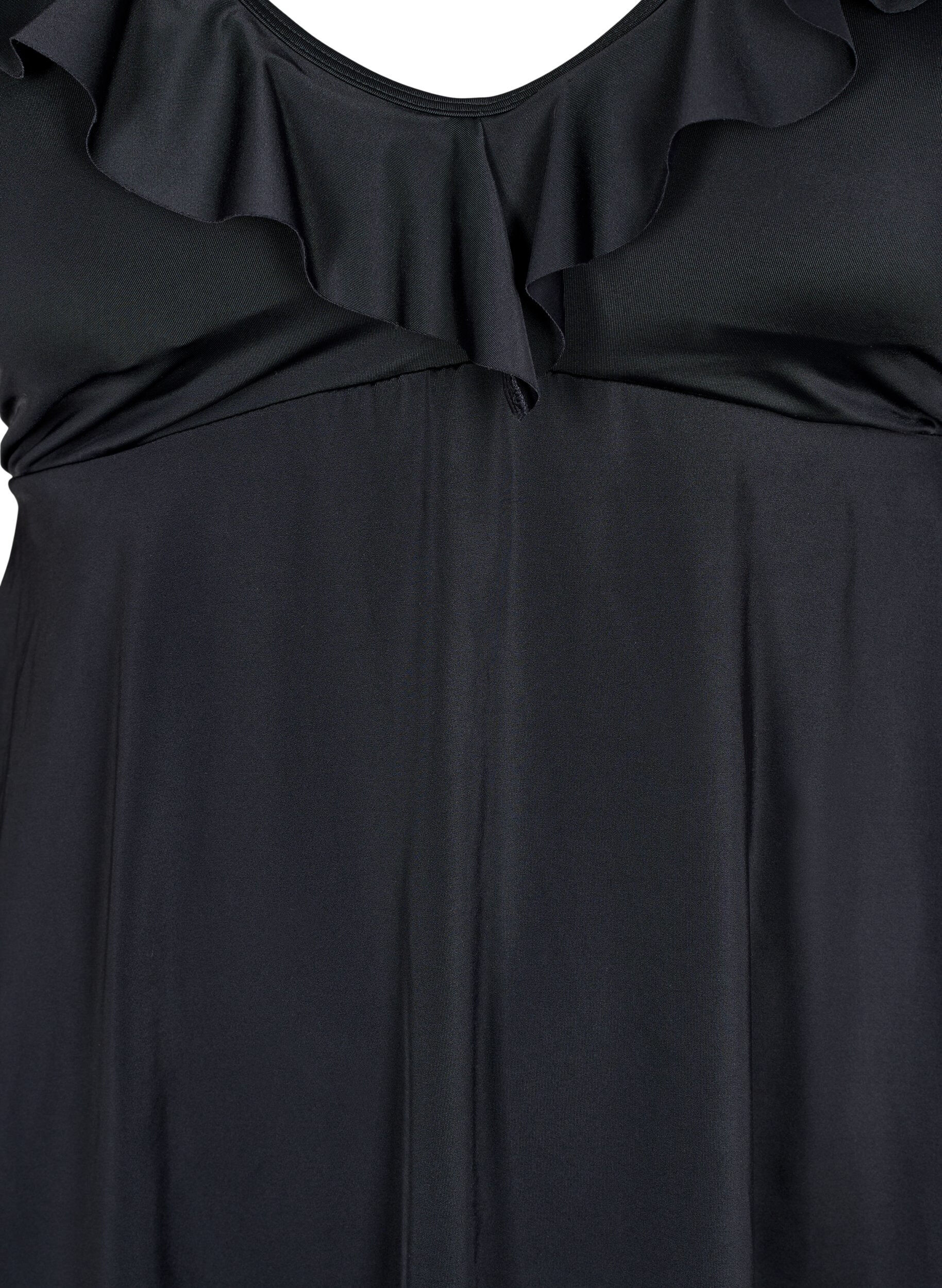 Zizzi Zwemjurk met ruches en afneembare vullingen, Zwart, Packshot image number 2