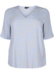 V-hals blouse van viscose met print, Small Dot AOP