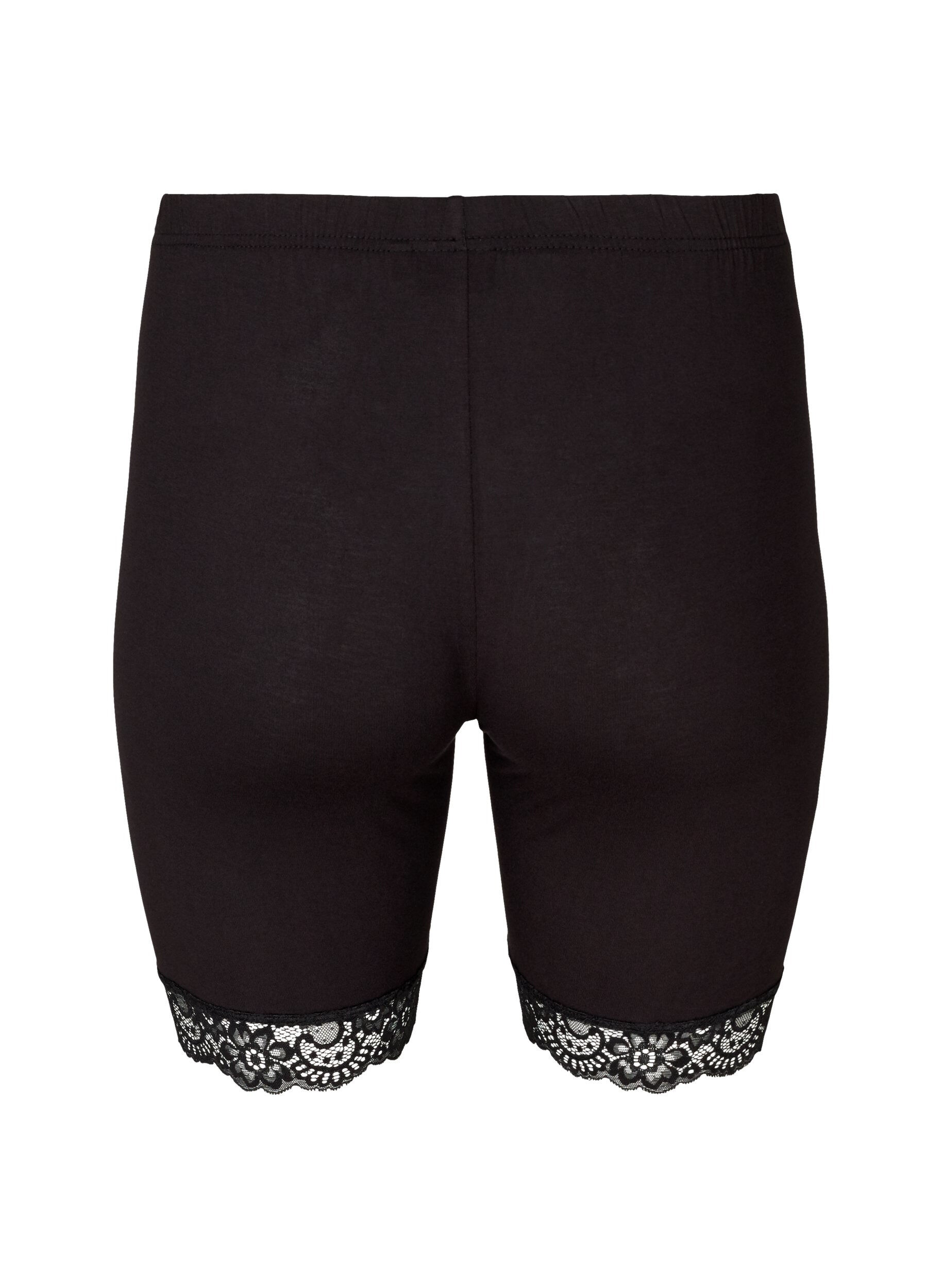 ZizziFietsbroekje met kanten rand, Zwart, Packshot image number 1