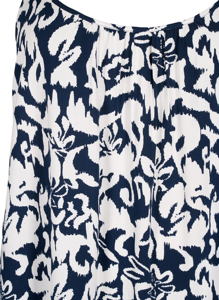 Bandjurk van viscose met print, Navy Bl. Ethnic AOP, Packshot image number 2